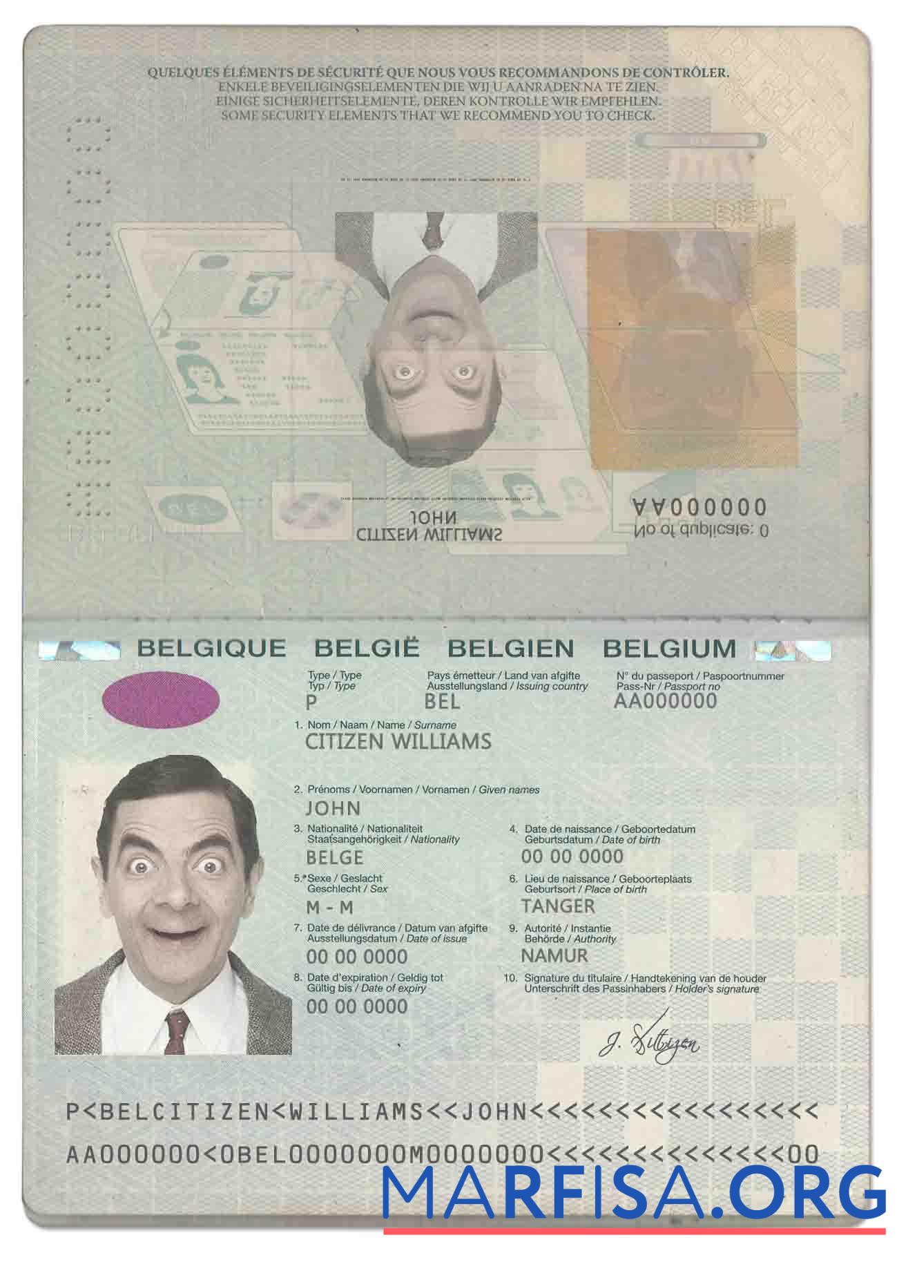 Realistic Belgium passport (2014 2017) sample